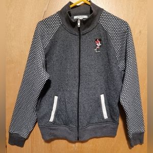 Disney Minnie Mouse Gray Polka Dot Long Sleeve Jacket Large